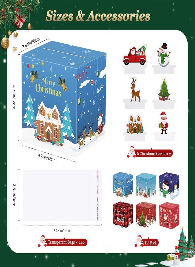 MoKo Christmas Money Box for Cash Gift Pull, 12 Pack Surprise Money Gift Box for Kids Adults with 160 Pcs Transparent Bags, A Fun Way to Give Cash to Girls and Boys, Christmas Decor Ideas,Red and Blue - Image 4